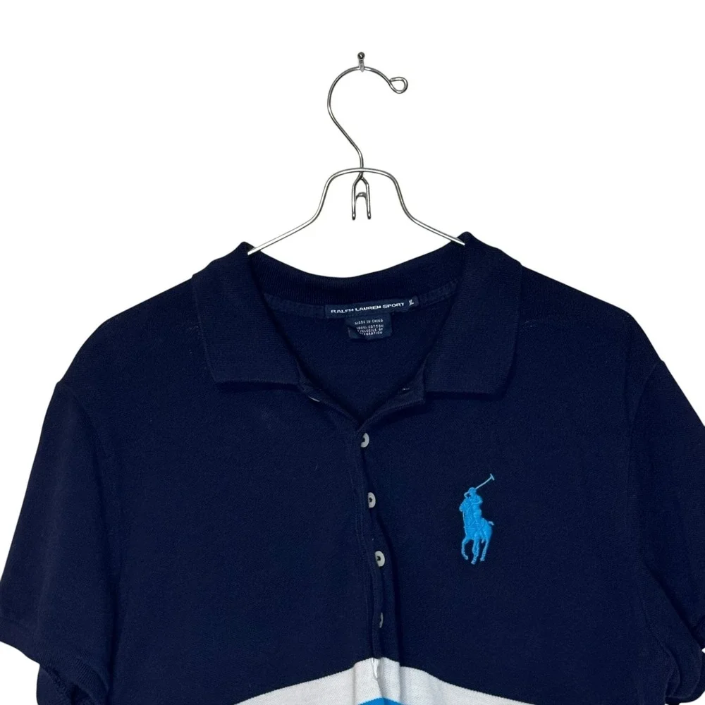 Polo Ralph Lauren Sports Women's Polo Shirt Striped‎ Colorblock Preppy Tennis XL